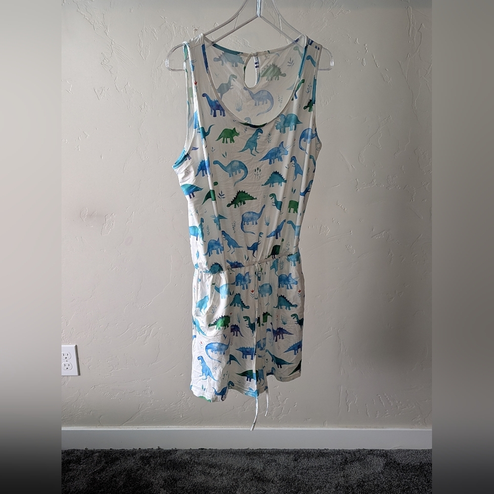 2 Dinosaur Print Sleeveless Romper
